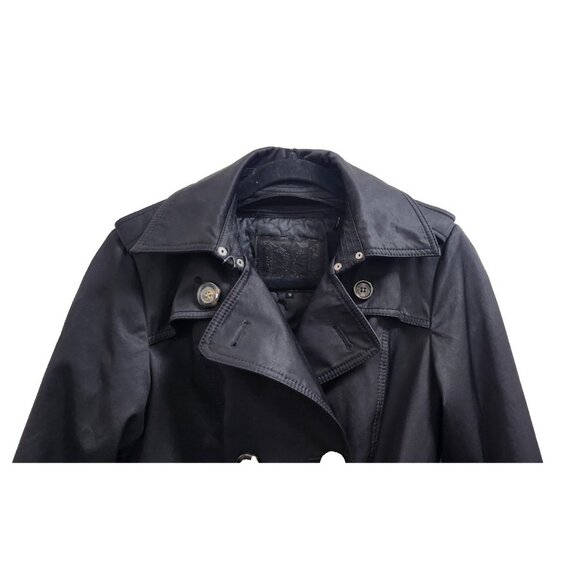 Dawn Levy Black Trench Coat S Removable Quilted Liner Belted Double Double Breas - Picture 3 of 16
